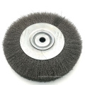 Narrow Face 8 Inch Round  Crimped Steel Wire Brush Wheel For Bench Grinder